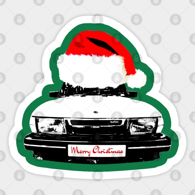 Saab 900 Turbo classic car Christmas hat edition Sticker by soitwouldseem
